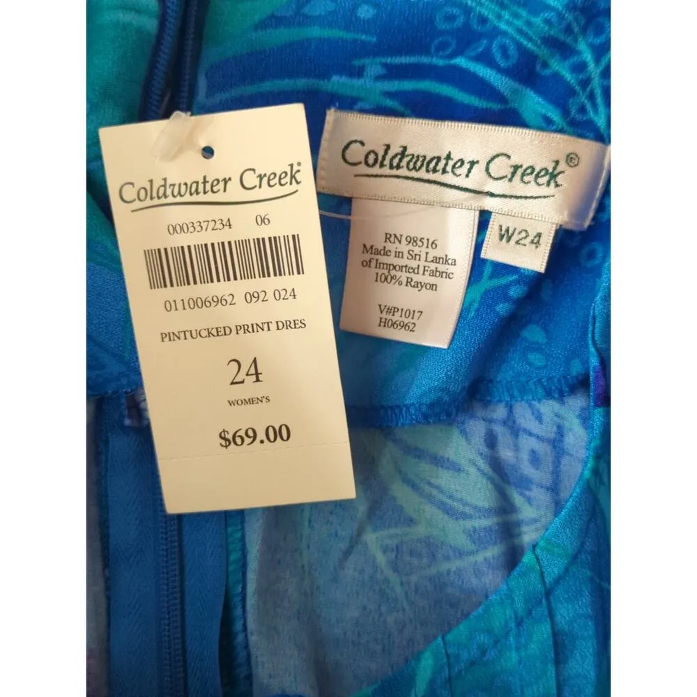 Coldwater Creek Floral Pin tucked Maxi Dress‎ Size 24 NWT Boho Coastal Grandma - Image 8