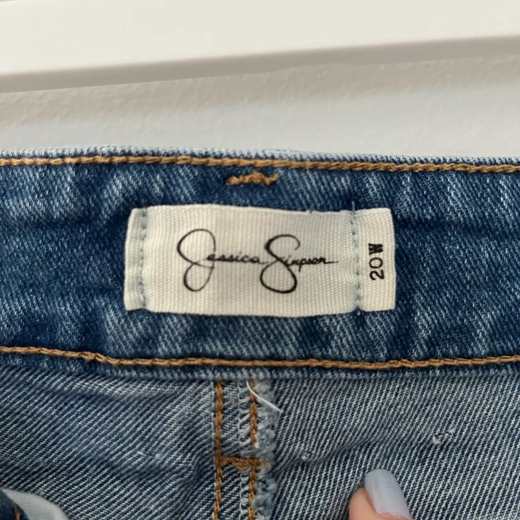 Jessica Simpson Spotlight High Rise Slim Straight‎ Cropped Raw Hem Size 20W - Image 6