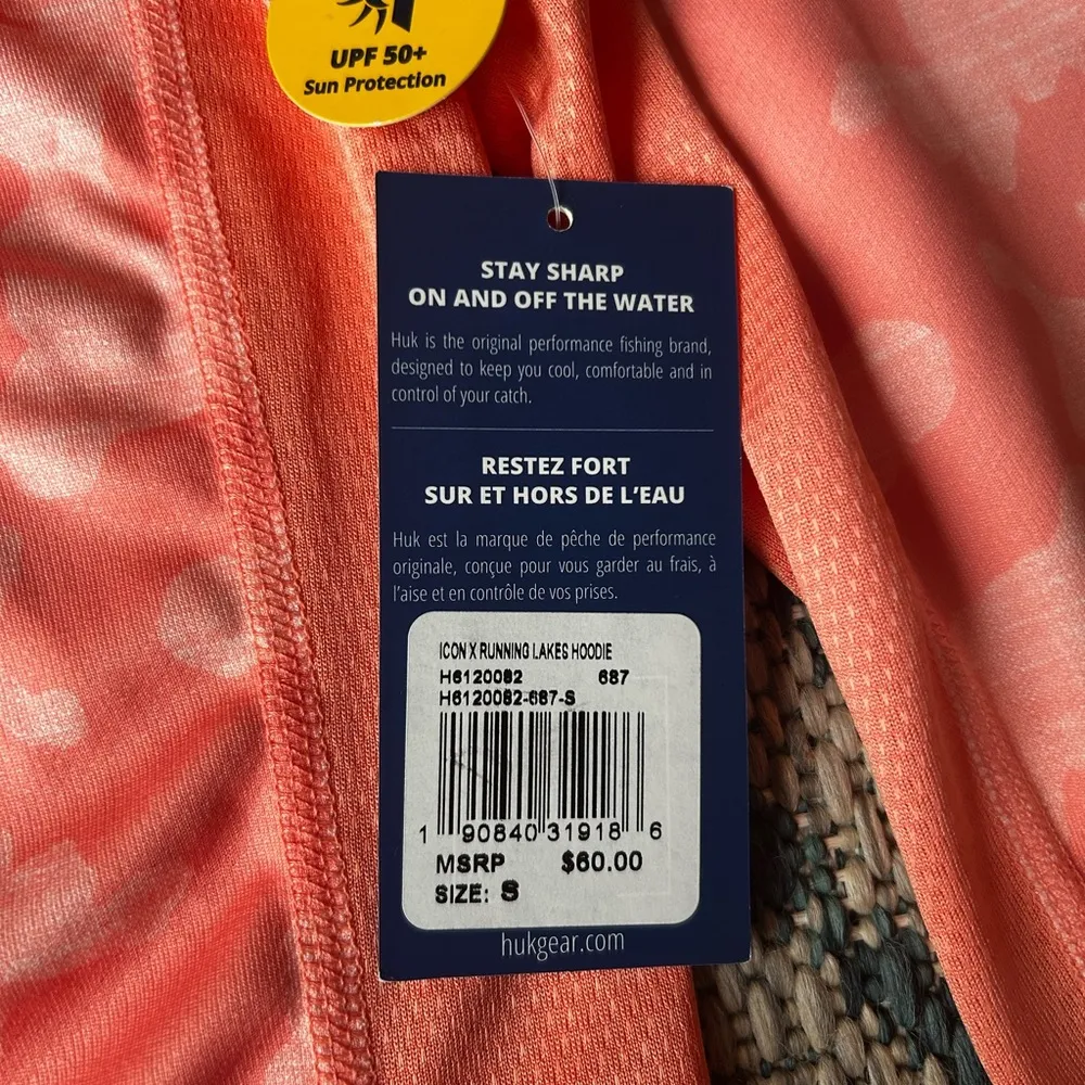 Huk Fishing Icon x Running Lakes Hoodie Quarter Zip Women’s Size Small NWT Pink - Image 4