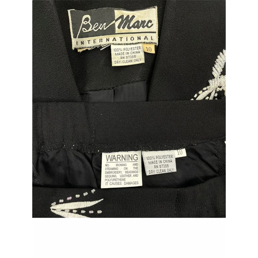 Ben Marc 2pcs Beaded Blazer Skirt Set Church Suit Black Size 10 - Image 7