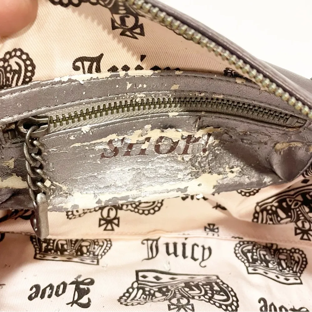 Juicy Couture Brown Vintage Round Studded Sides Long Handbag Y2K - Image 7