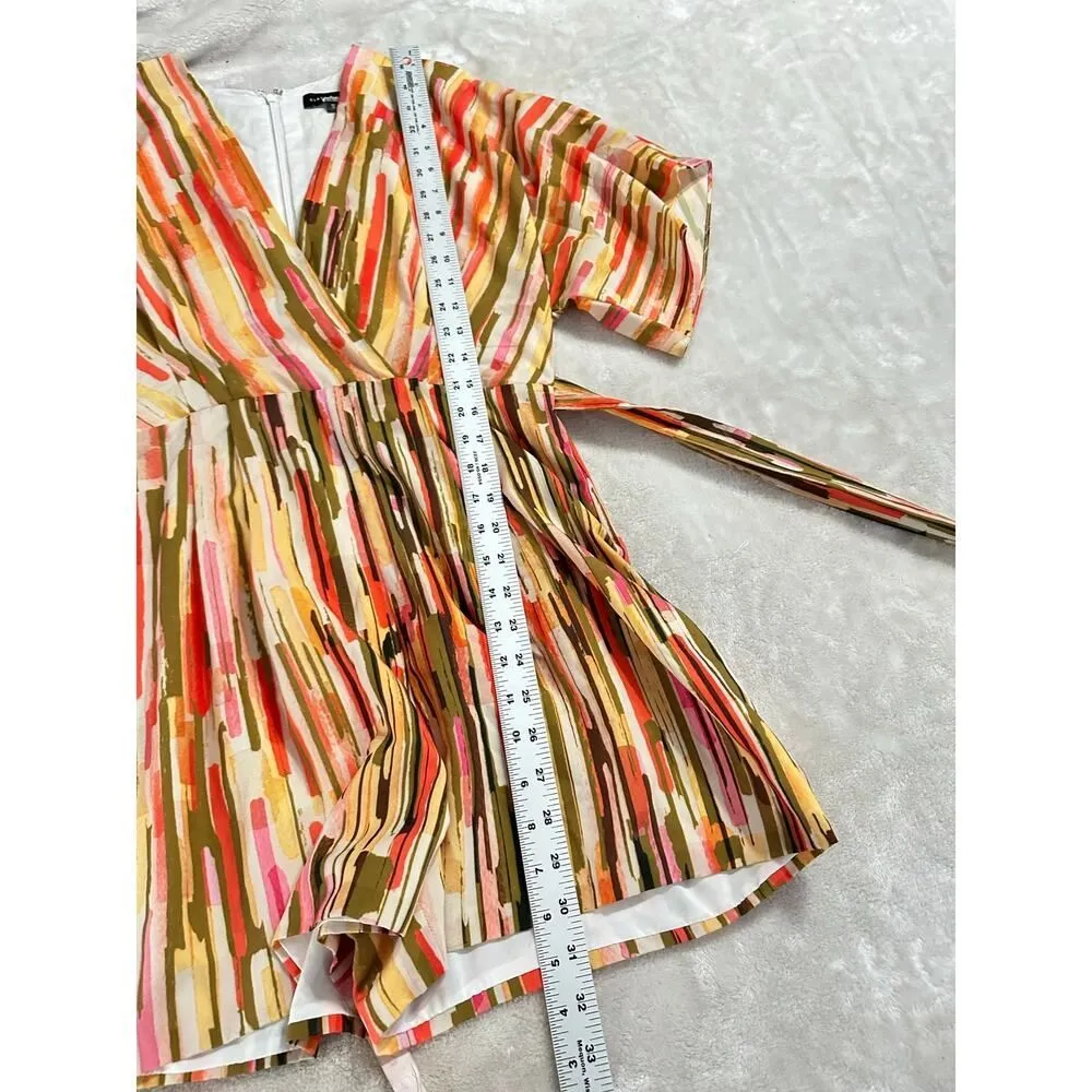 Slate & Willow Romper Women's Small Multicolor Abstract Striped Tie Back RTR - Image 8