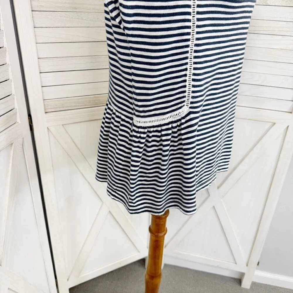 Banana‎ Republic Striped Peplum Malibu Tee Sleeveless Top Blue White Small - Image 6