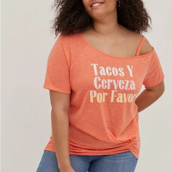 Torrid Classic Fit Feather Soft Slub Off-Shoulder Twist Tee - Image 3