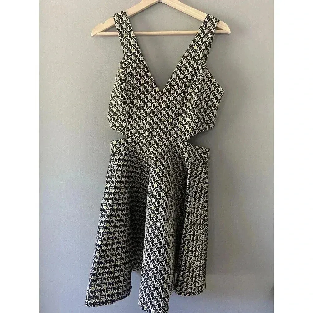 GB Gianni Bini Black Gold‎ Cut Out Sides Sleeveless Mini Formal Dress Size M Fun - Image 2