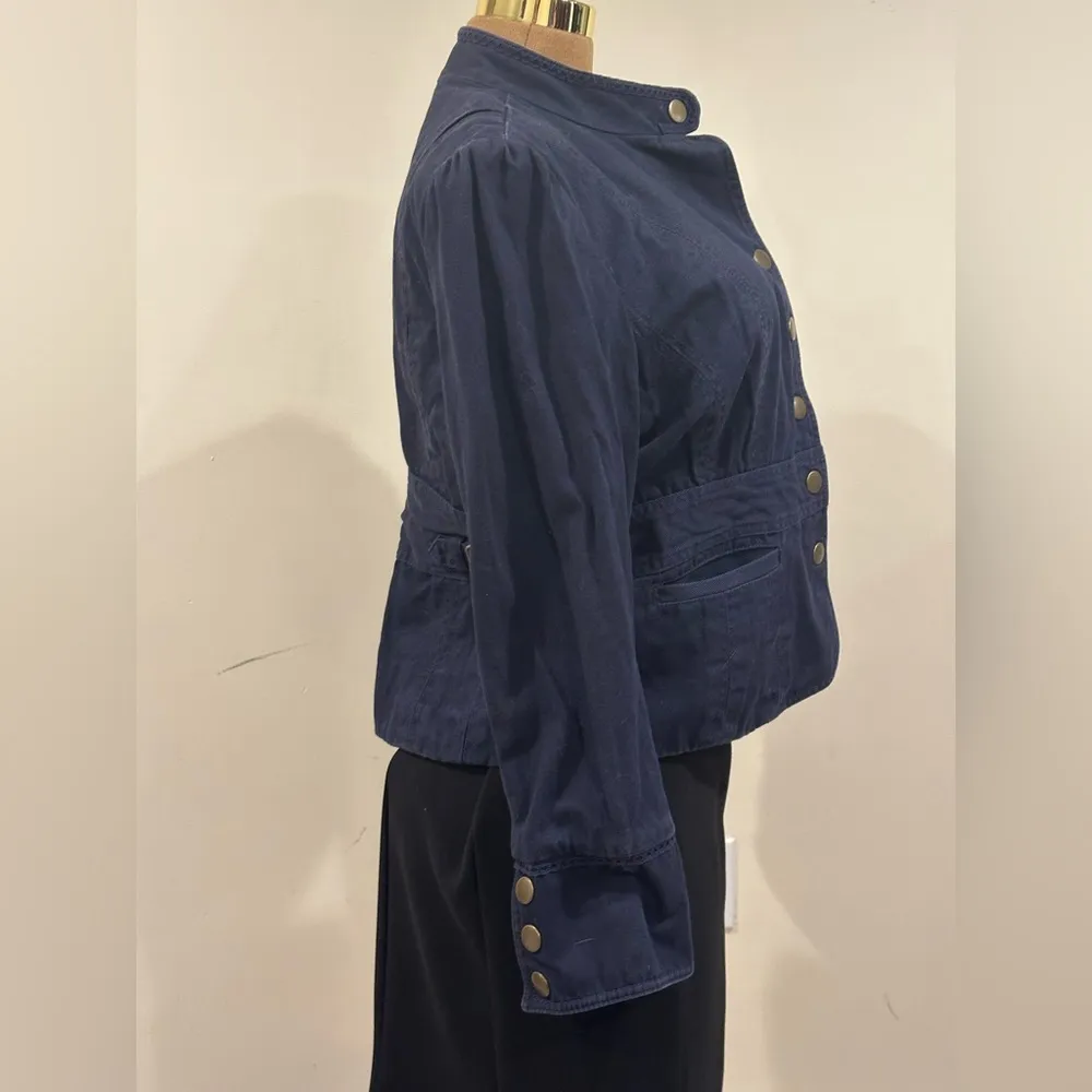 Tommy Hilfiger Blue Jean Military Jacket Brass 6 Buttons Sz XL/XG Extra Large. - Image 5