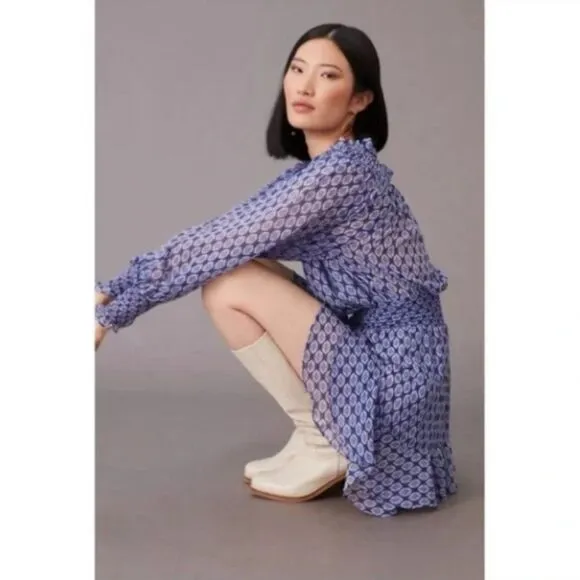 Anthropologie x Misa‎ Los Angeles Almaha Blouson Mini Dress Size S Blue - Image 2