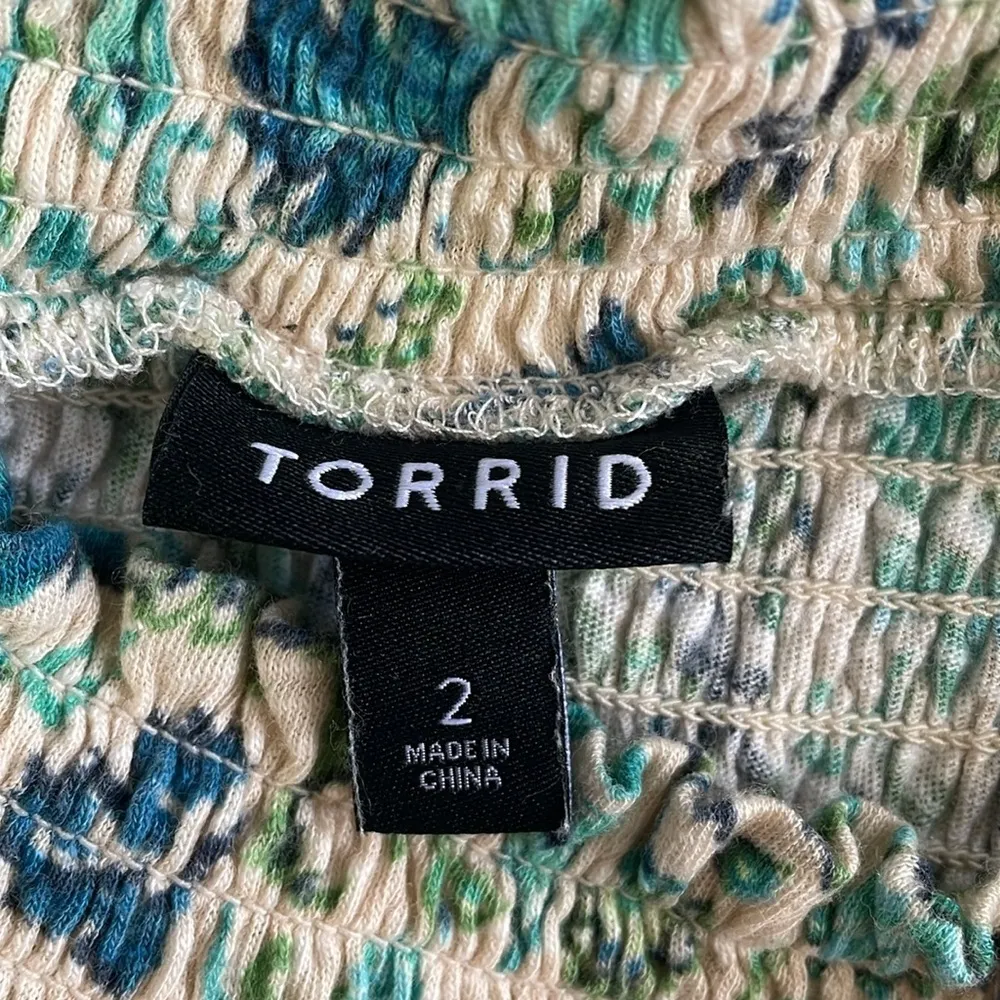 Torrid Green Floral Smocked Top - Image 7