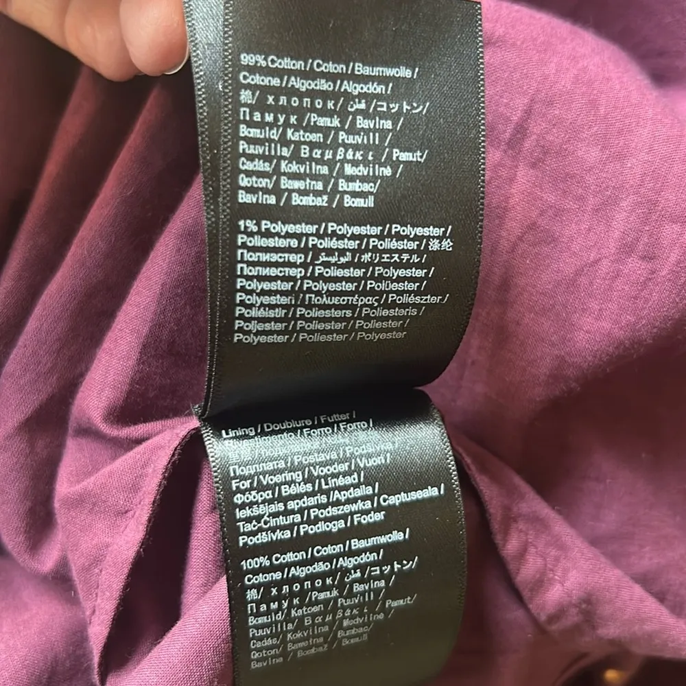 FARM Rio Long Sleeve Pleated Yoke Burgundy Button Down Blouse Size XXS NWT - Image 14