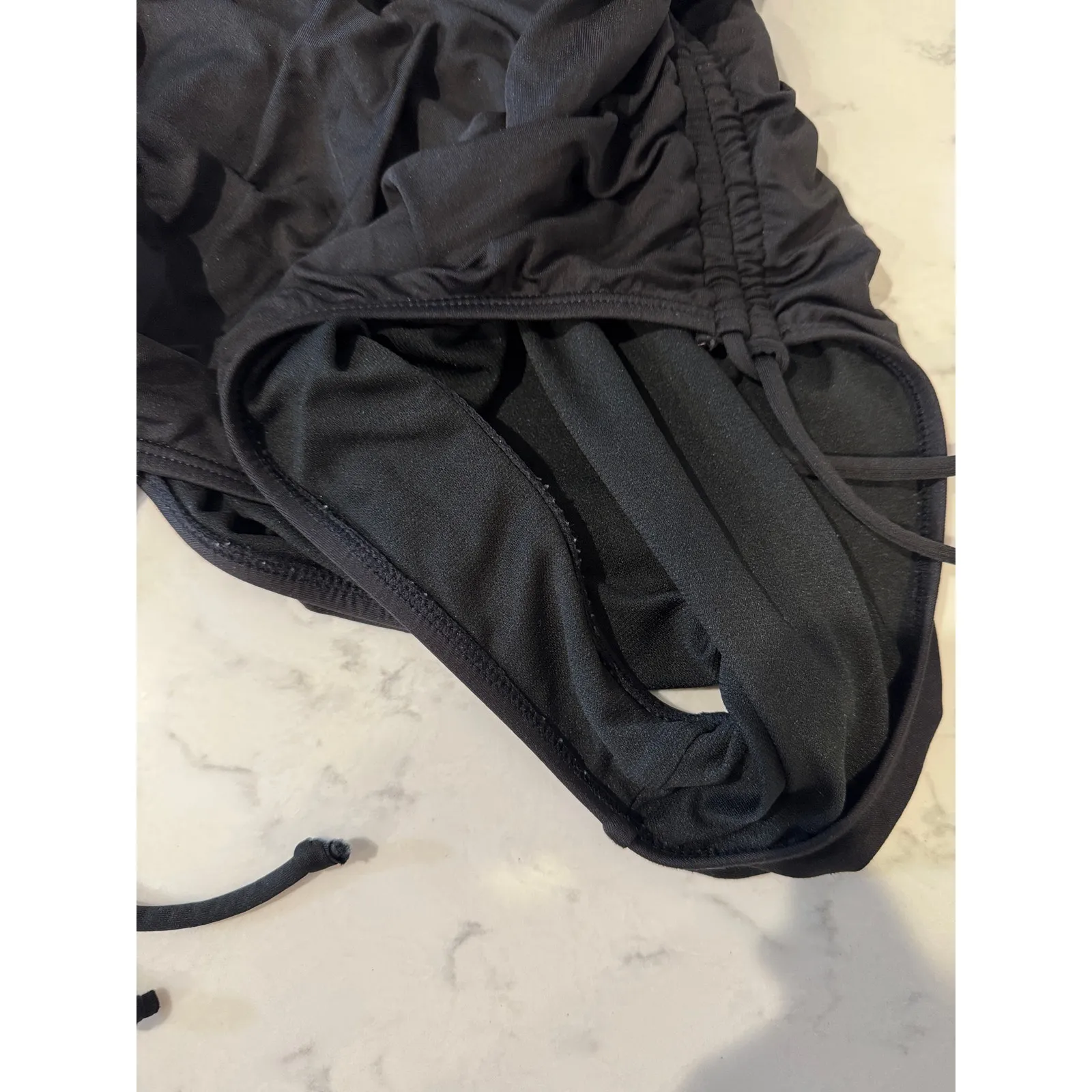 Black Hurley One Piece Swimsuit Cinch Sides black white logo size s sexy - Image 4