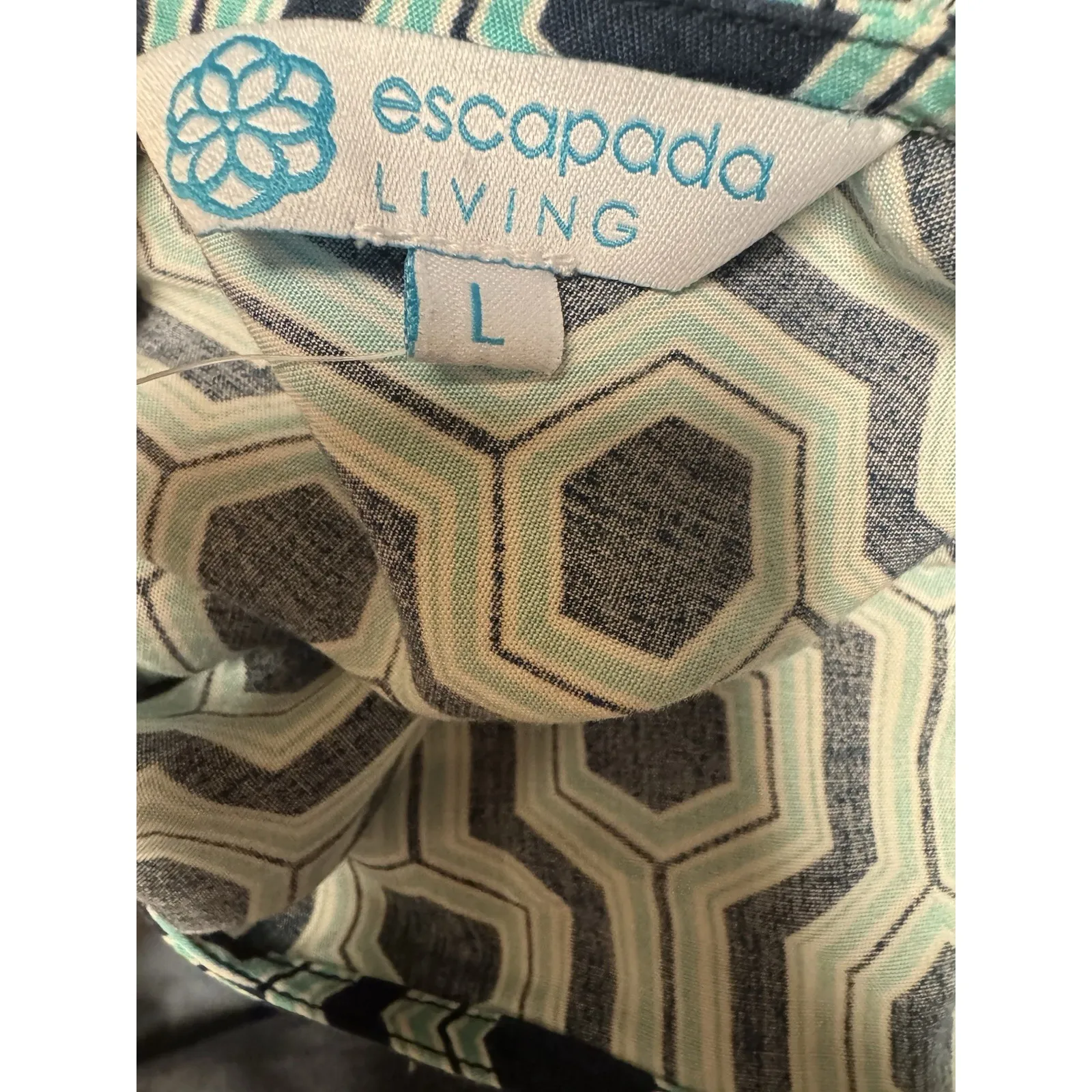 Escapada Women's Rayon 3/4 Sleeve Honeycomb Geometric Print Dress Size L NWOT - Image 9