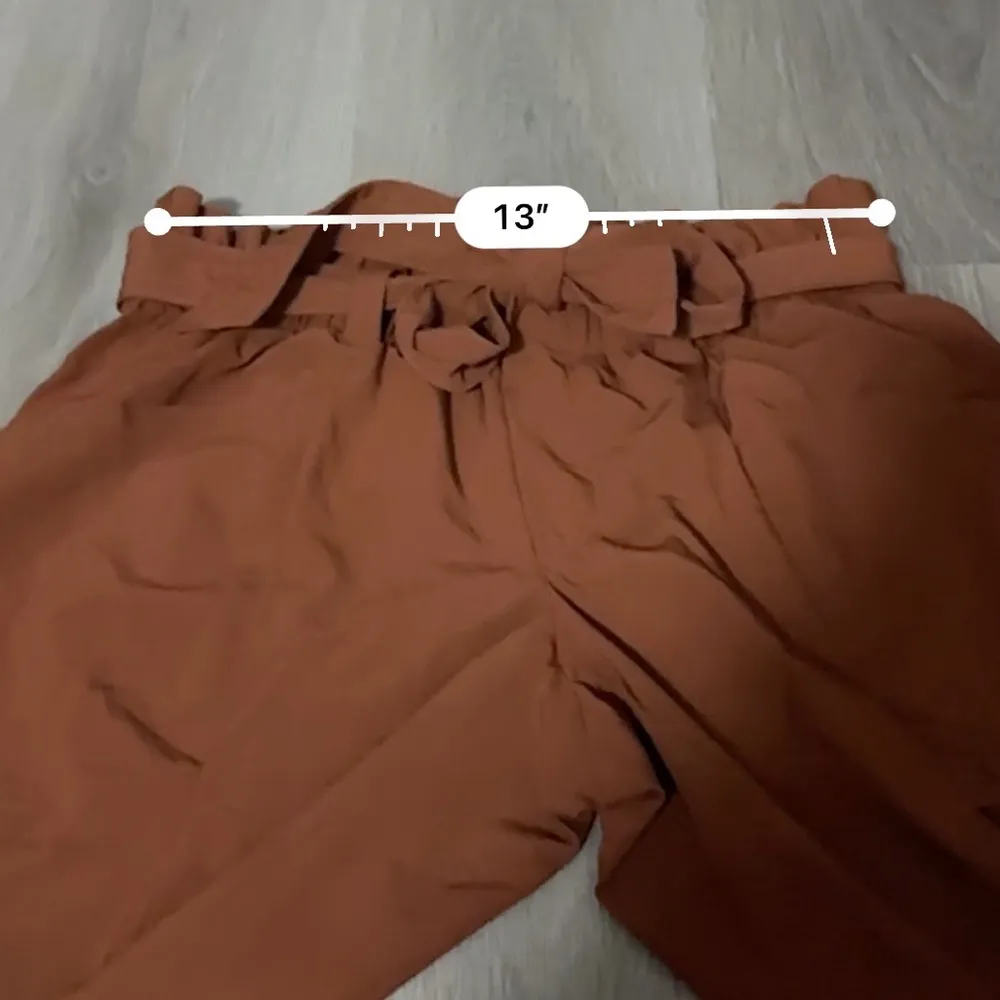 Athleta Skyline Paper Bag High-Waist Belted Pants in Rusty Brown Sz 4 Tall 30.5" - Image 12