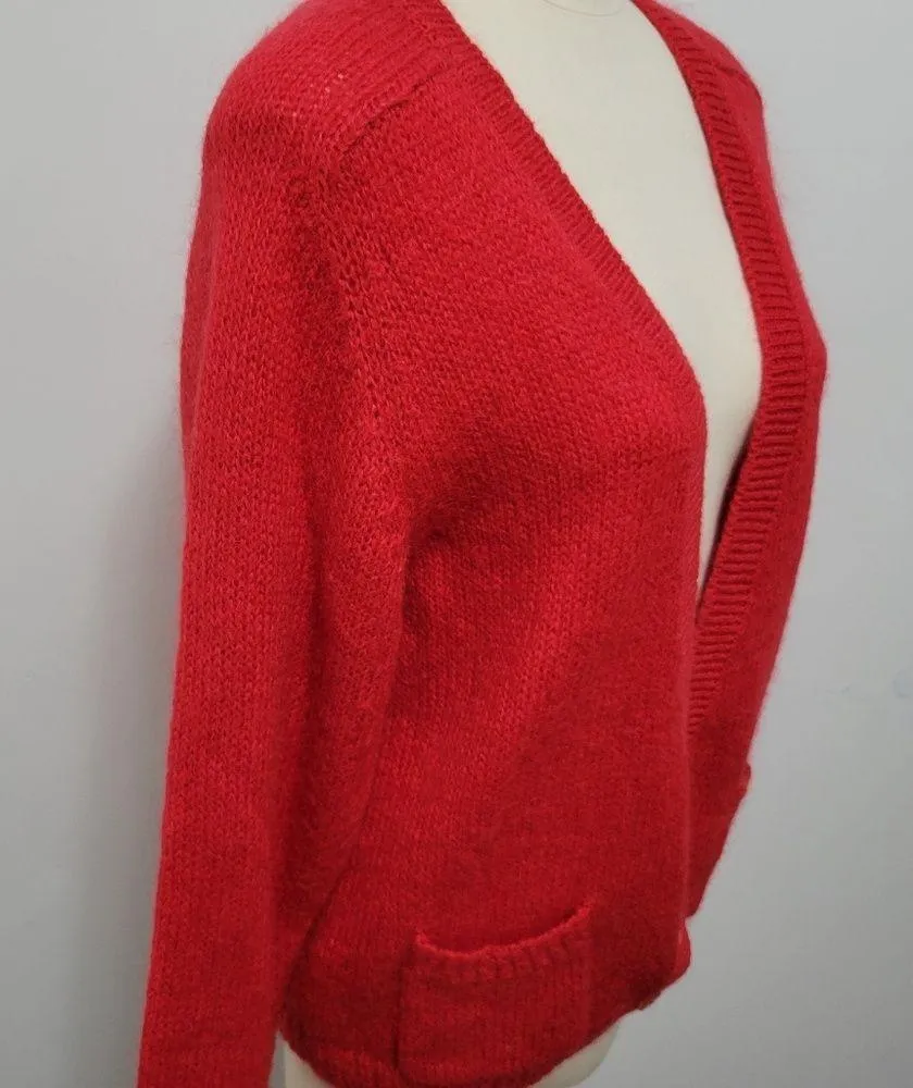 15 Vintage Penbrooke Lane red boyfriend mohair blend cardigan size large - Image 4