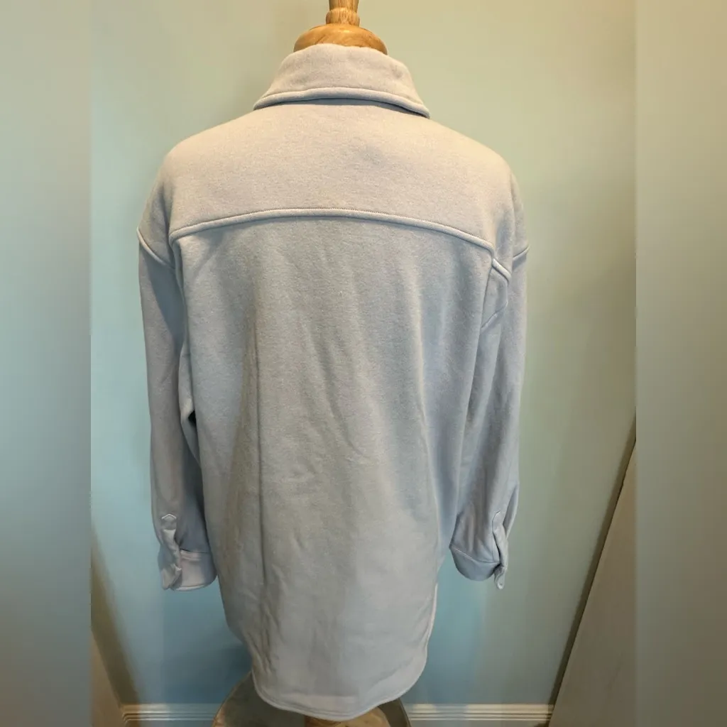 SKIMS Cotton Fleece zip up shirt jacket size Small NWT color Periwinkle - Image 10