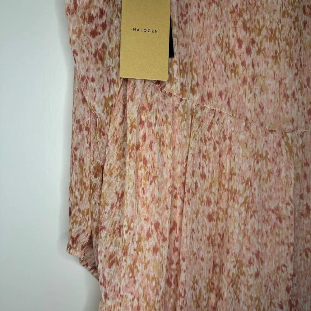 NWT Halogen Abstract Print Long Sleeve Tiered Dress in Ballet Slipper Size XXL - Image 6