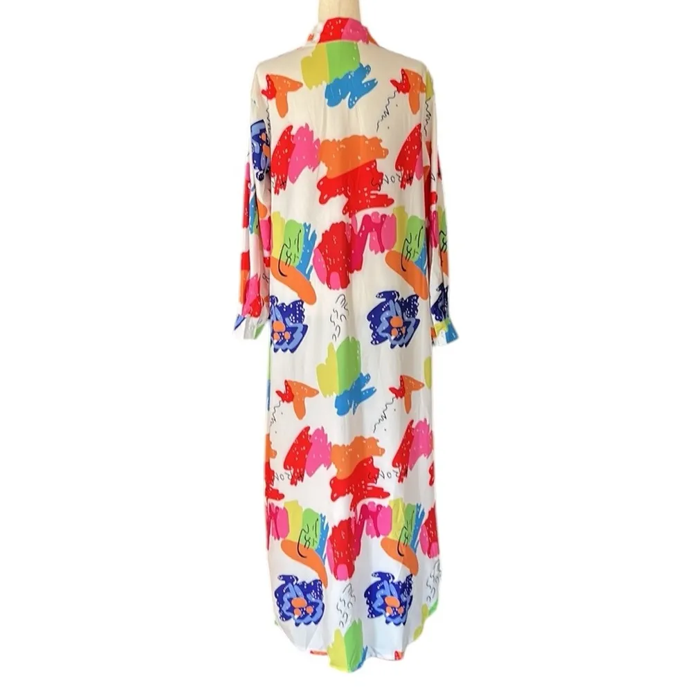 Colorful Button Down Shirt Maxi Dress or Coverup - Image 13
