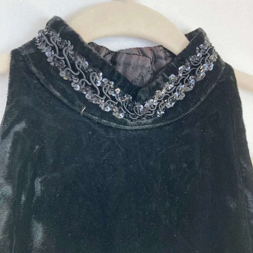 Vintage Gunne Sax Womens 6 Black Velvet Drop Waist Midi Dress Grunge Goth Witchy - Image 4