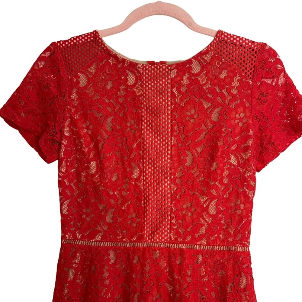 Oasis Red Lace Dress - Image 6