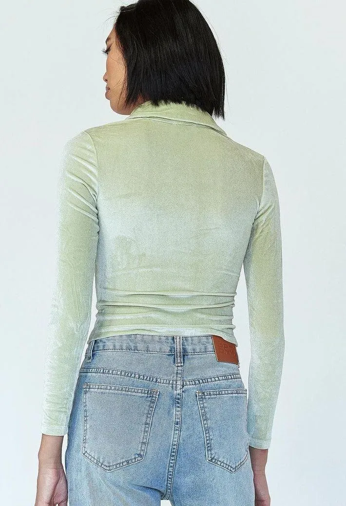 Elody Long Sleeve Top in Velvet Green - Image 4