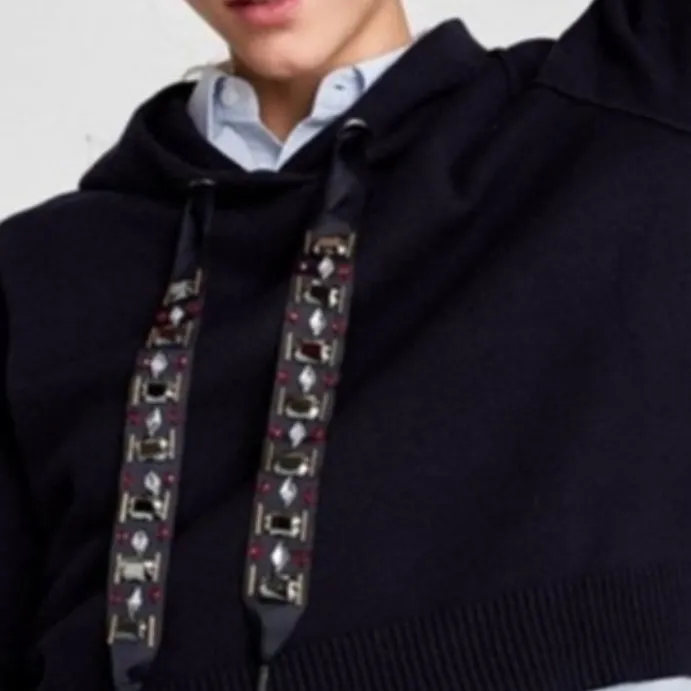 ZARA KNIT SWEATER HOODIE WITH JEWEL TIES - Image 2