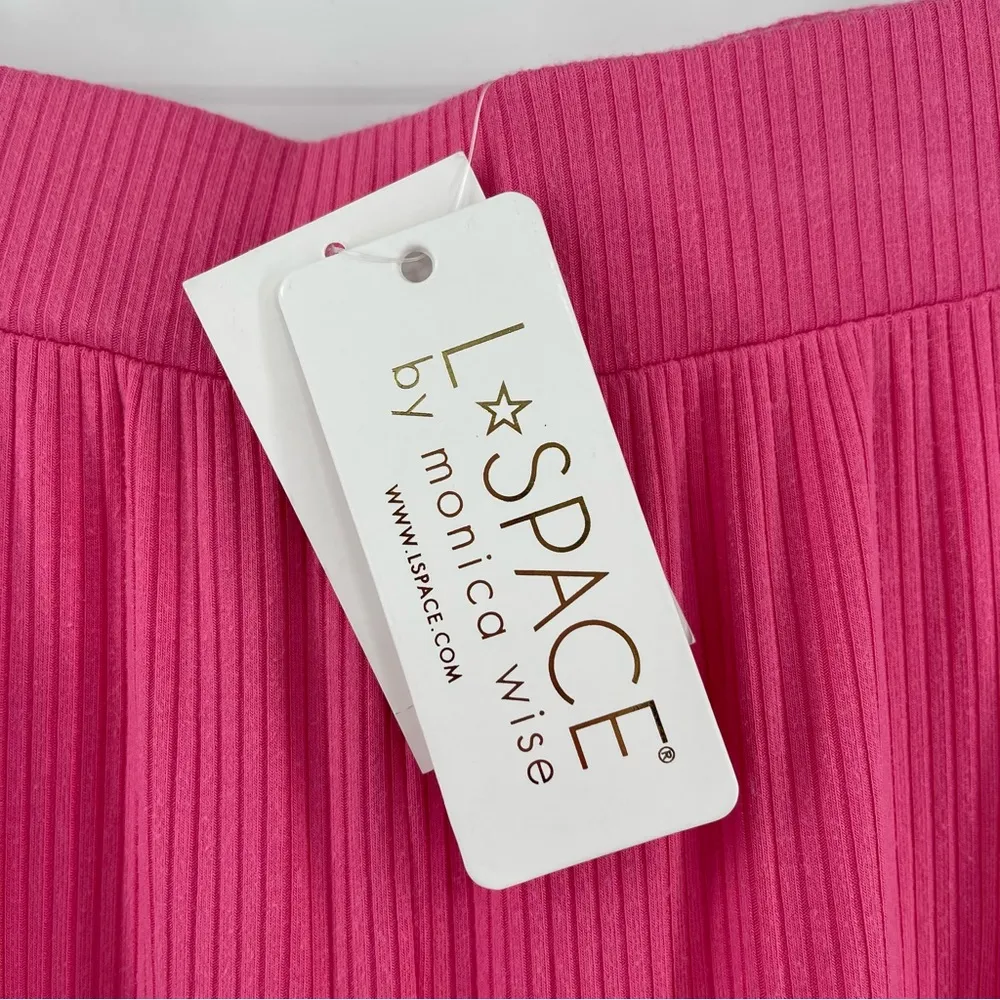 L*SPACE Charlie Pant Bubblegum Pink Ribbed Cropped Crop Wide Leg Small NWT - Image 6