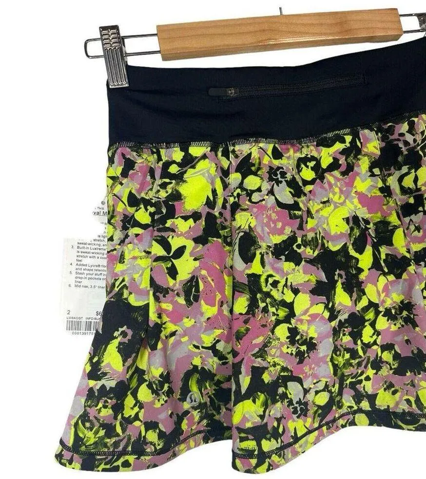 New Womens 2 Pace Rival Mid Rise Floral Skirt Shorts Lined Multi Black - Image 8