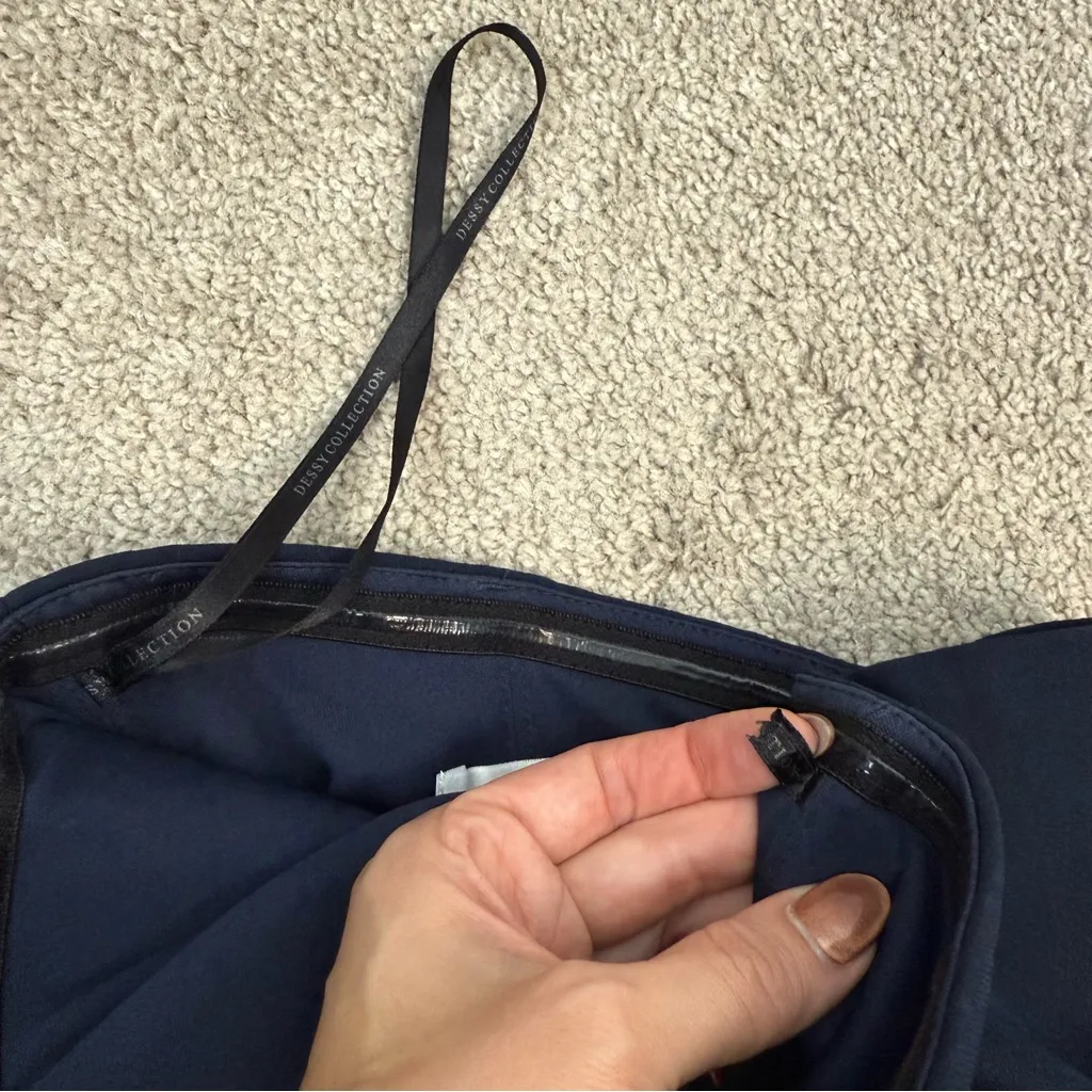 Dessy Collection 3066 Strapless Crepe Jumpsuit Navy Blue 0 - Image 7