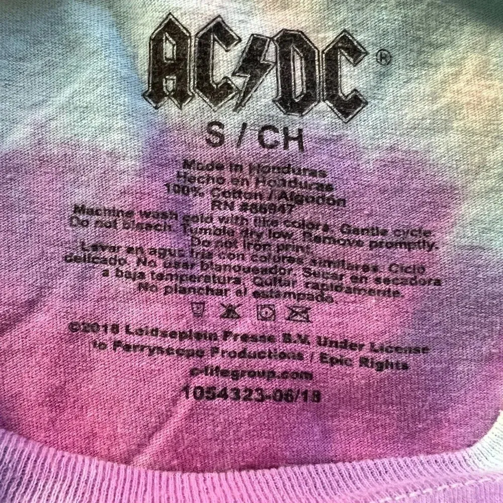 ACDC High Voltage tye dye cropped top size S. Pink - Image 5