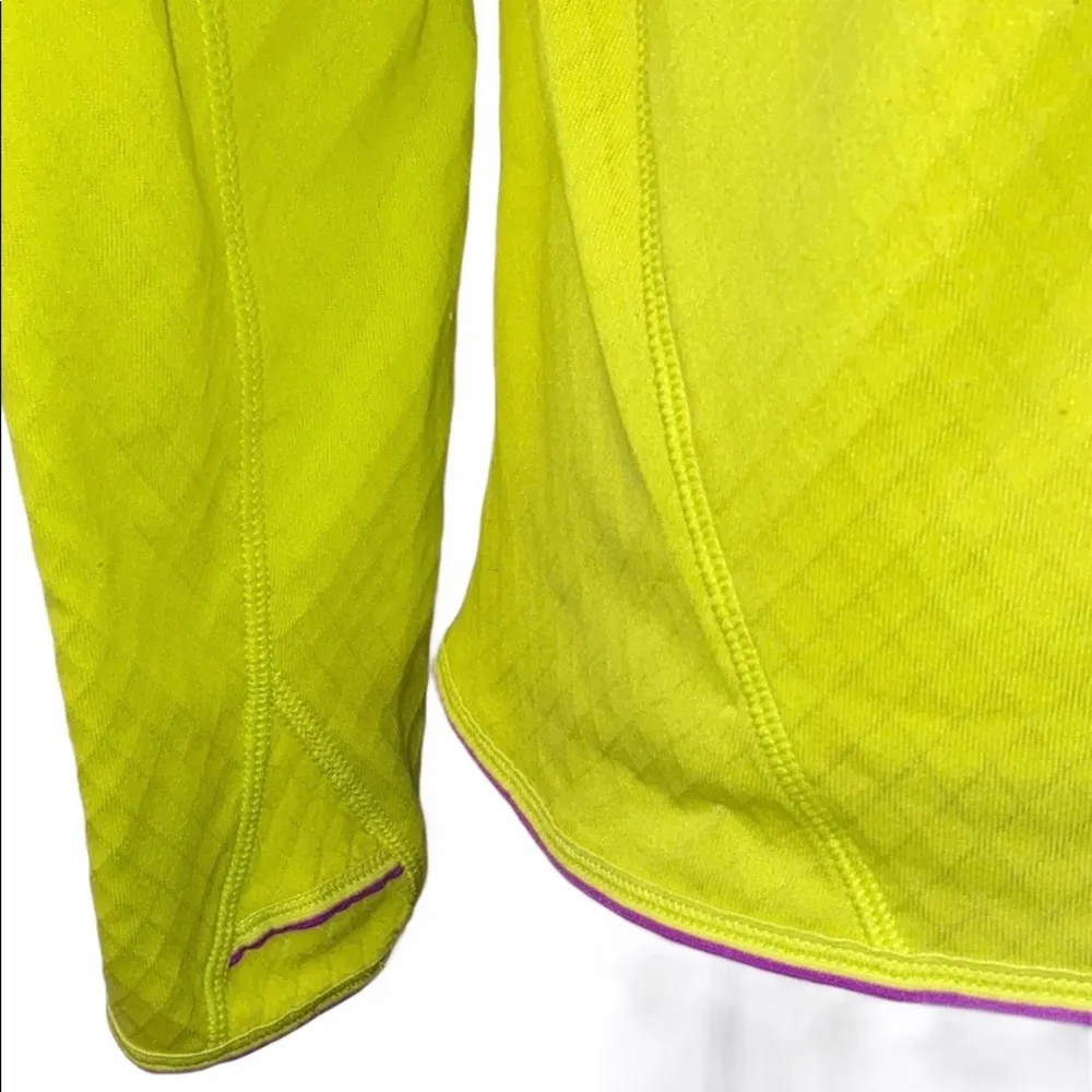 Adidas Climawarm Chartreuse Quarter Zip Size Large Quilred Magenta Accents. - Image 3