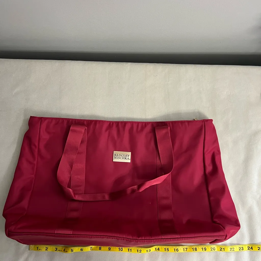 👜 Badgley Mischka Ruby Red Nylon Weekender Travel Tote – NWT 👜 - Image 3