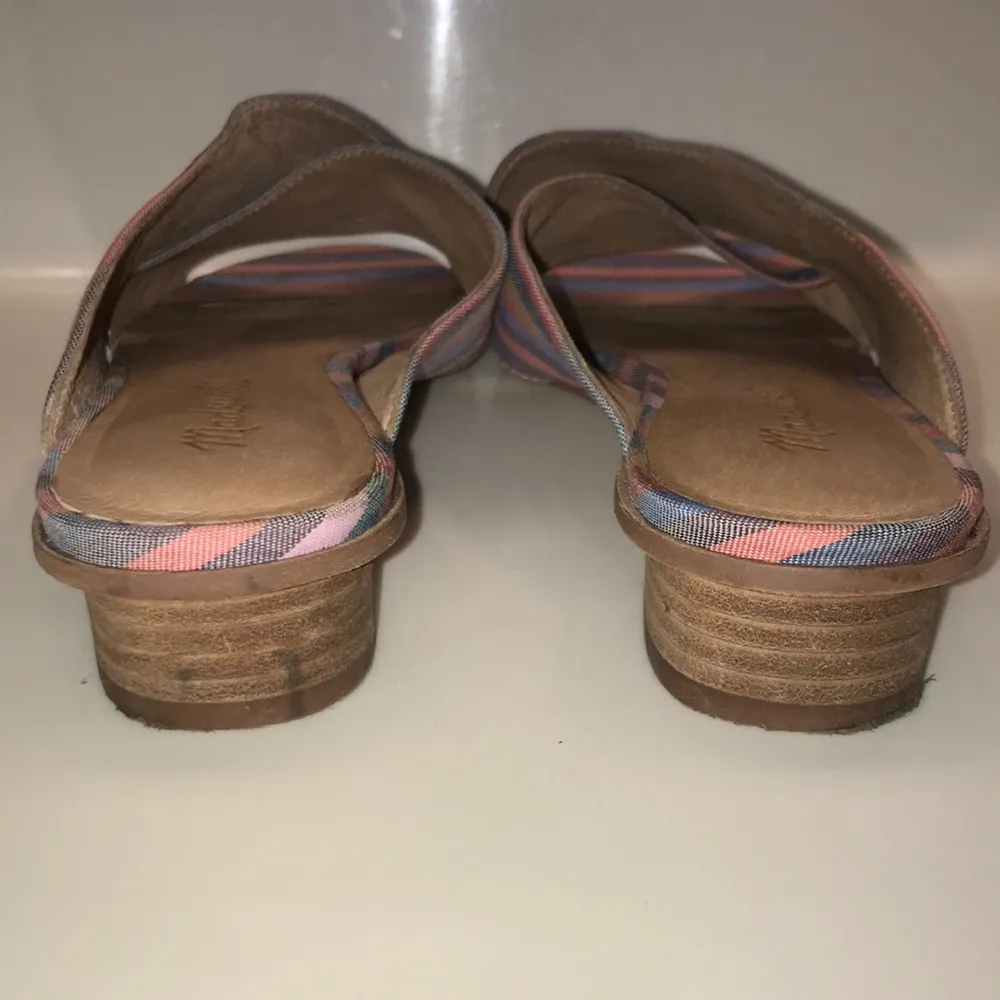 Madewell Women’s Ruthie Rainbow Striped Crossover Fabric Sandal Heels - Image 5