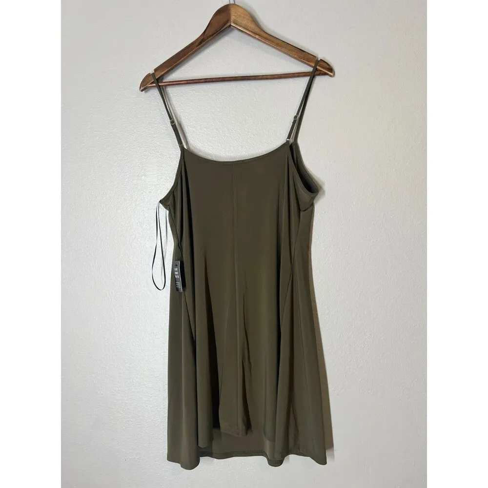 NWT Express Green Tank Mini Slip Dress Womens Sz M Boxy Flowy Shift - Image 3
