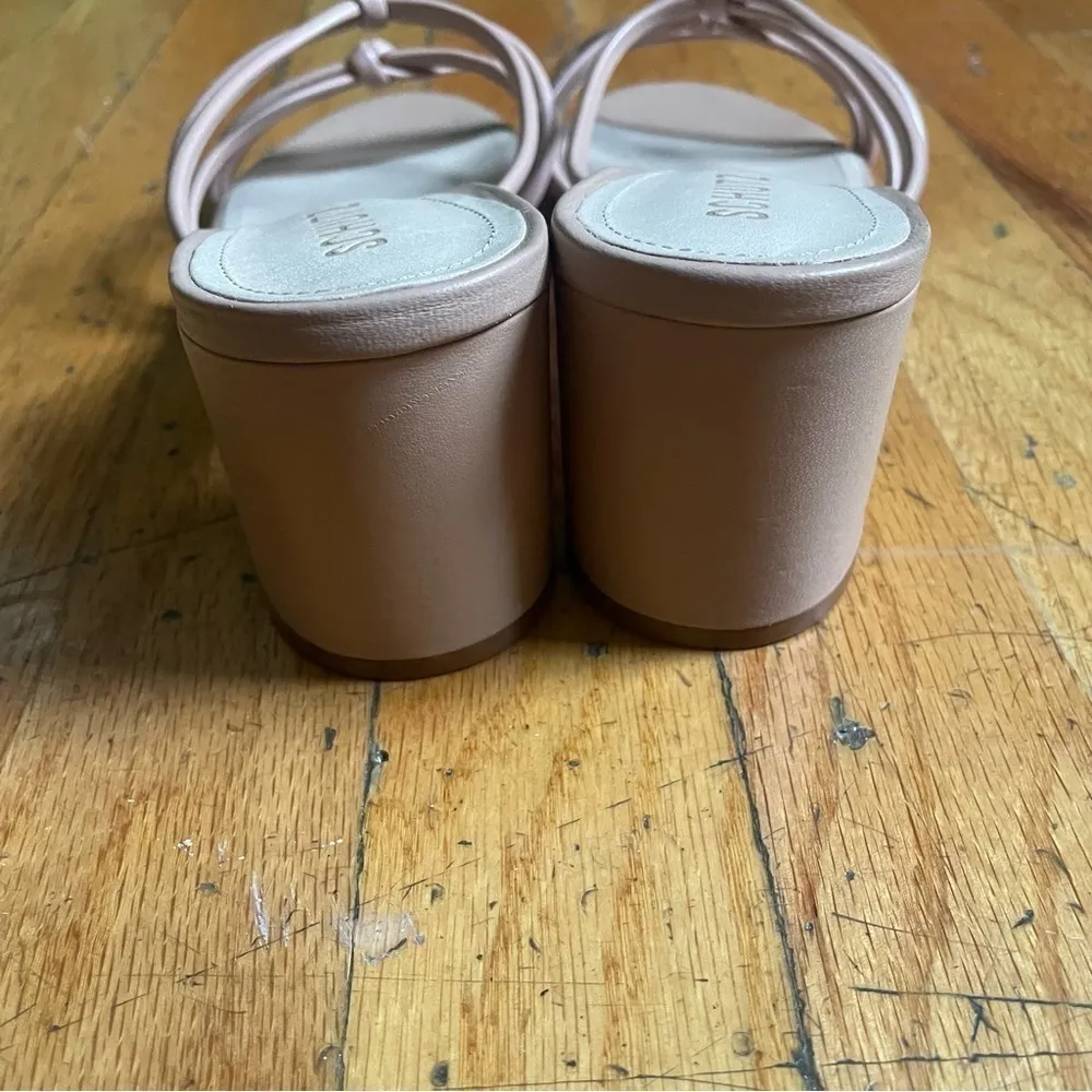 Schutz Nude Leather Strappy Block Heel Sandals Size 11 - Image 4