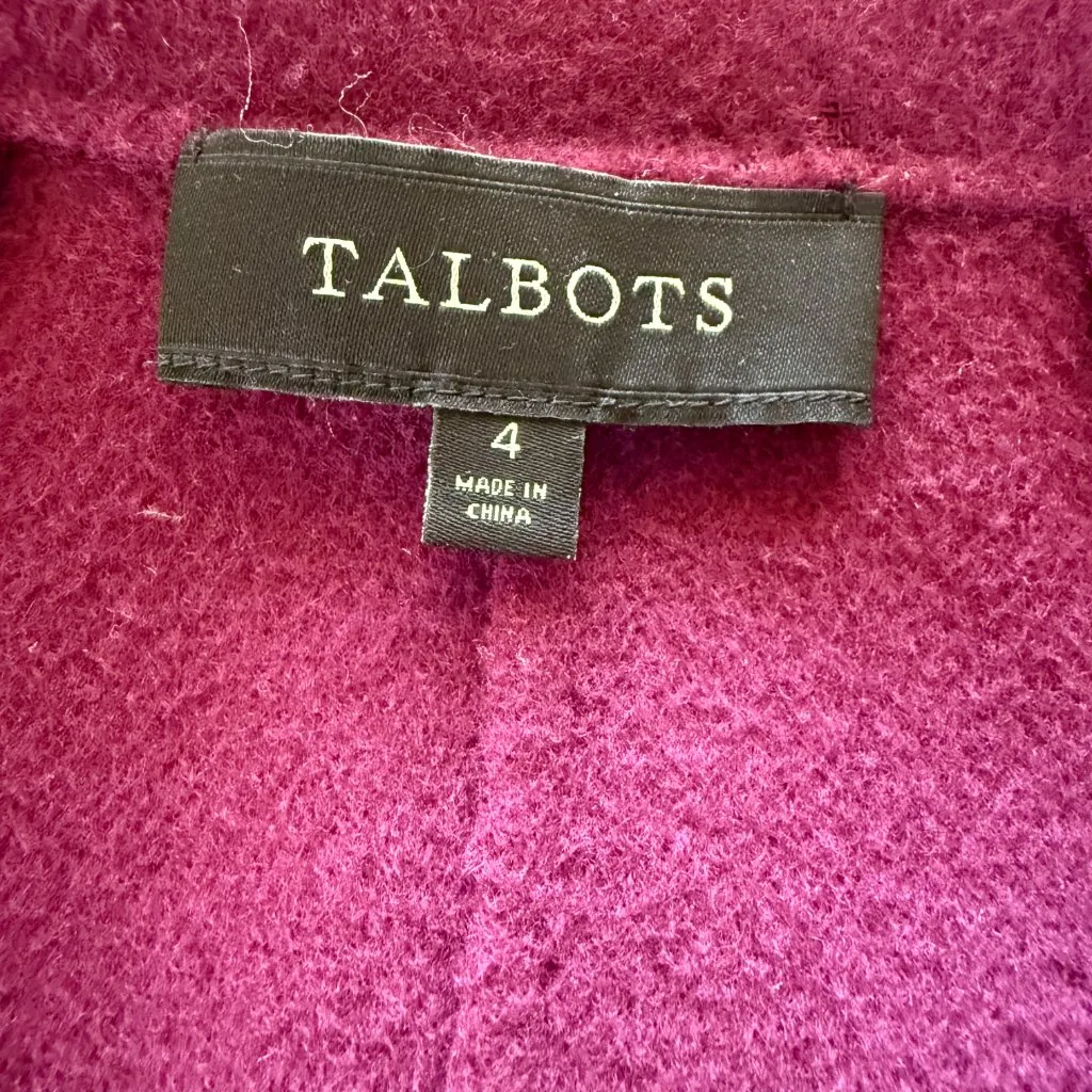 Talbots long sleeve button down collared berry wool coat with pockets size 4 - Image 9