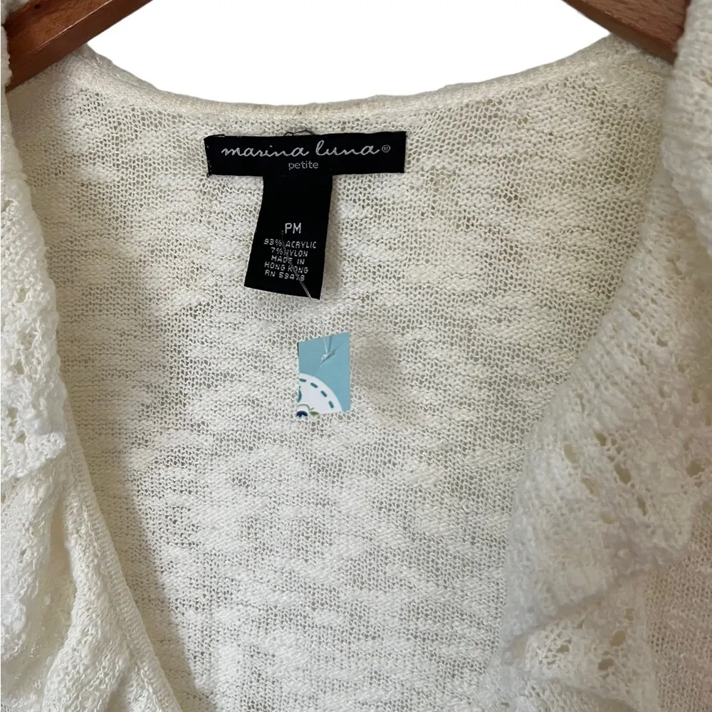 Cream Cottagecore Ruffle Cardigan Petite Medium White Size undefined - Image 2