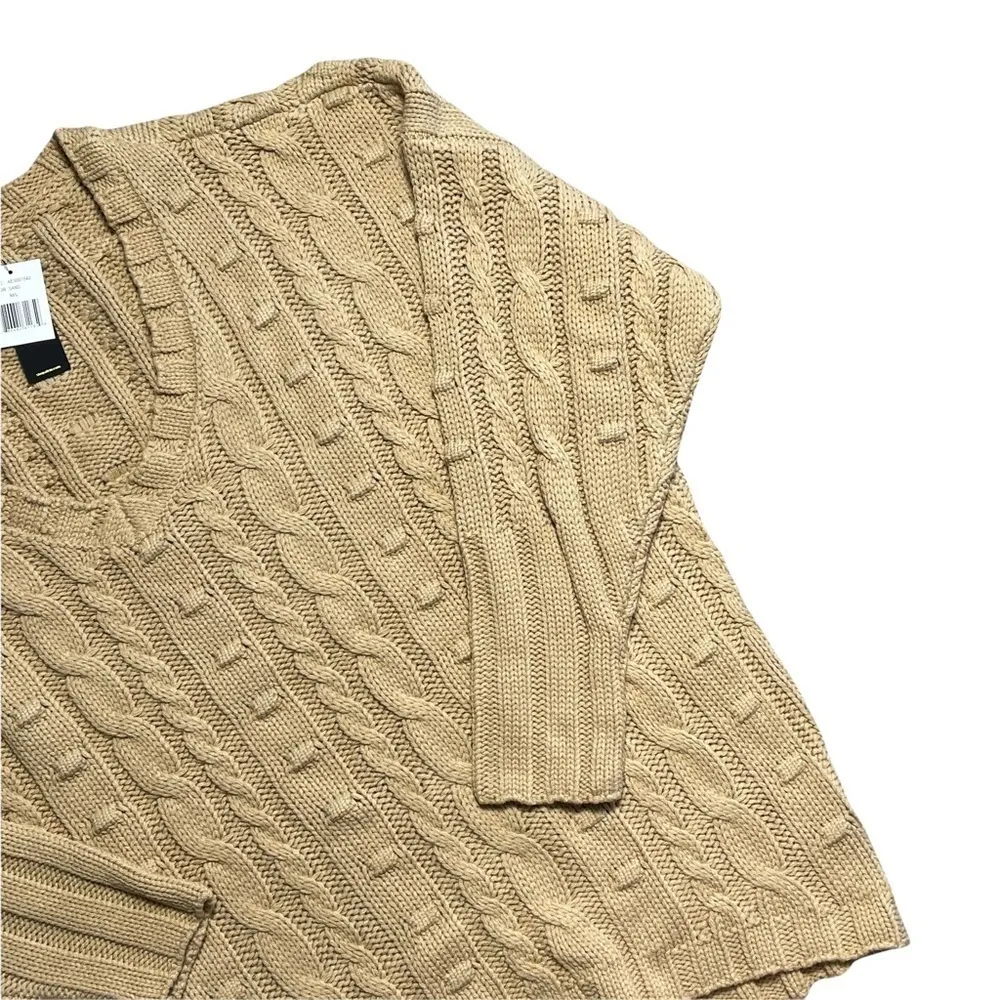 AFRM Sand Long Sleeve Chunky Knit Oversized Sweater M/L Tan Size L - Image 3