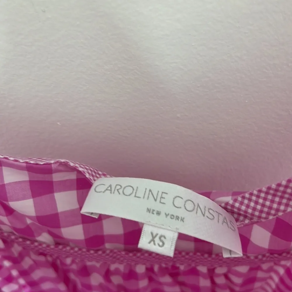 NWOT Caroline constas pink checkered babydoll dress with shoulder ties Size XS - Image 9