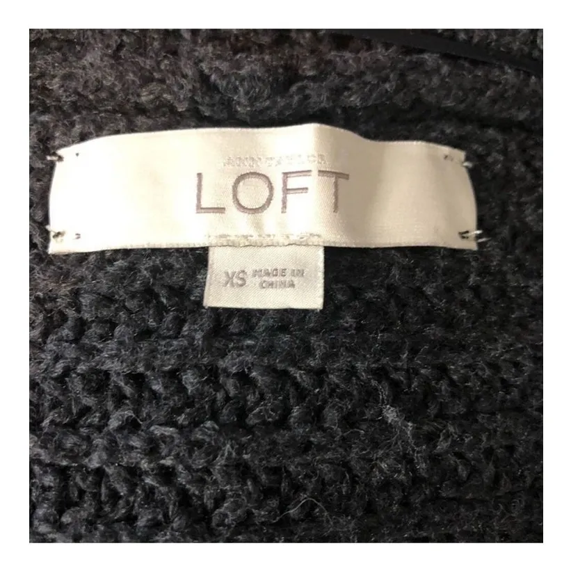 LOFT Draped Open Front Knit Sleeveless Cardigan Vest XS Dark Gray - Image 9