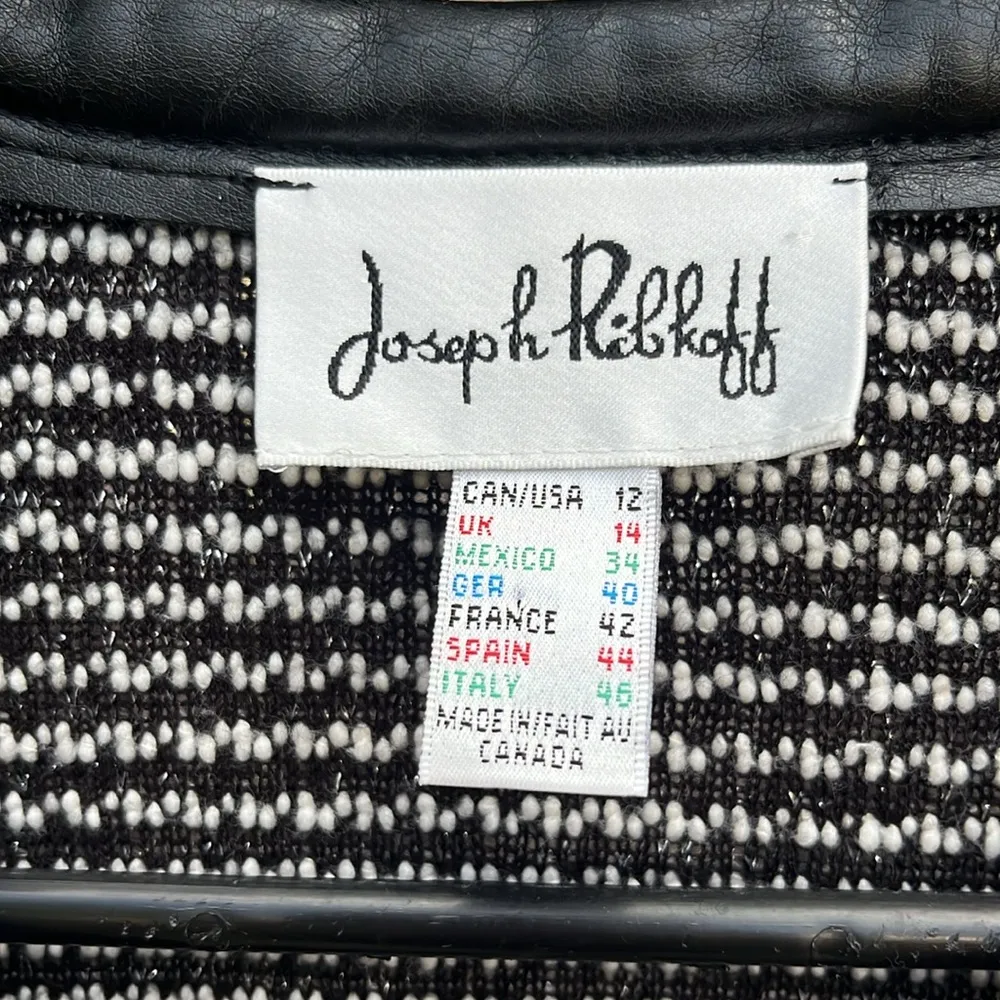 Joseph Ribkoff Faux Leather Trimmed Zip Front Jacket Top Size 12 - Image 2