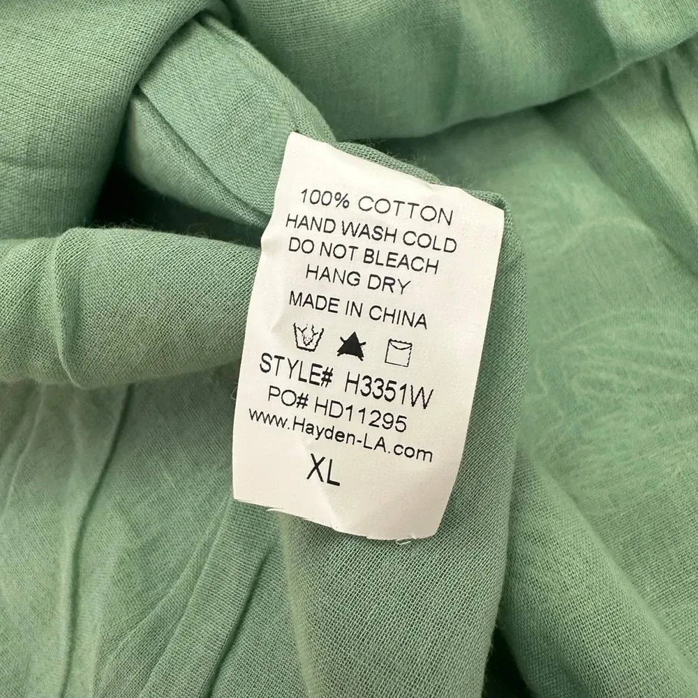 Hayden Los Angeles NWT green embroidered square neck babydoll dress tie back XL - Image 11