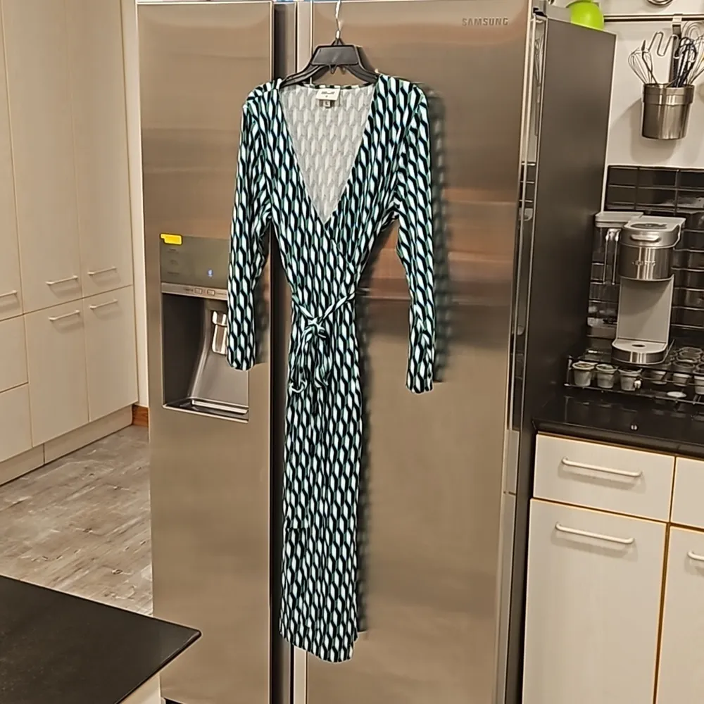 💕DVF x TARGET💕 Long Sleeve Midi Arrow Geo Green Wrap Dress XL - Image 8