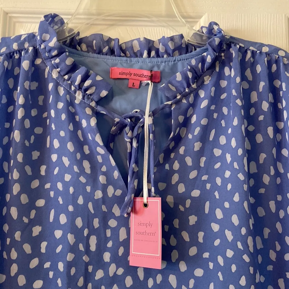 SIMPLE SOUTHERN MIN SLEEVELESS TUNIC LILIAC AND WHITE LENGTH 34” BUST 34” - Image 4