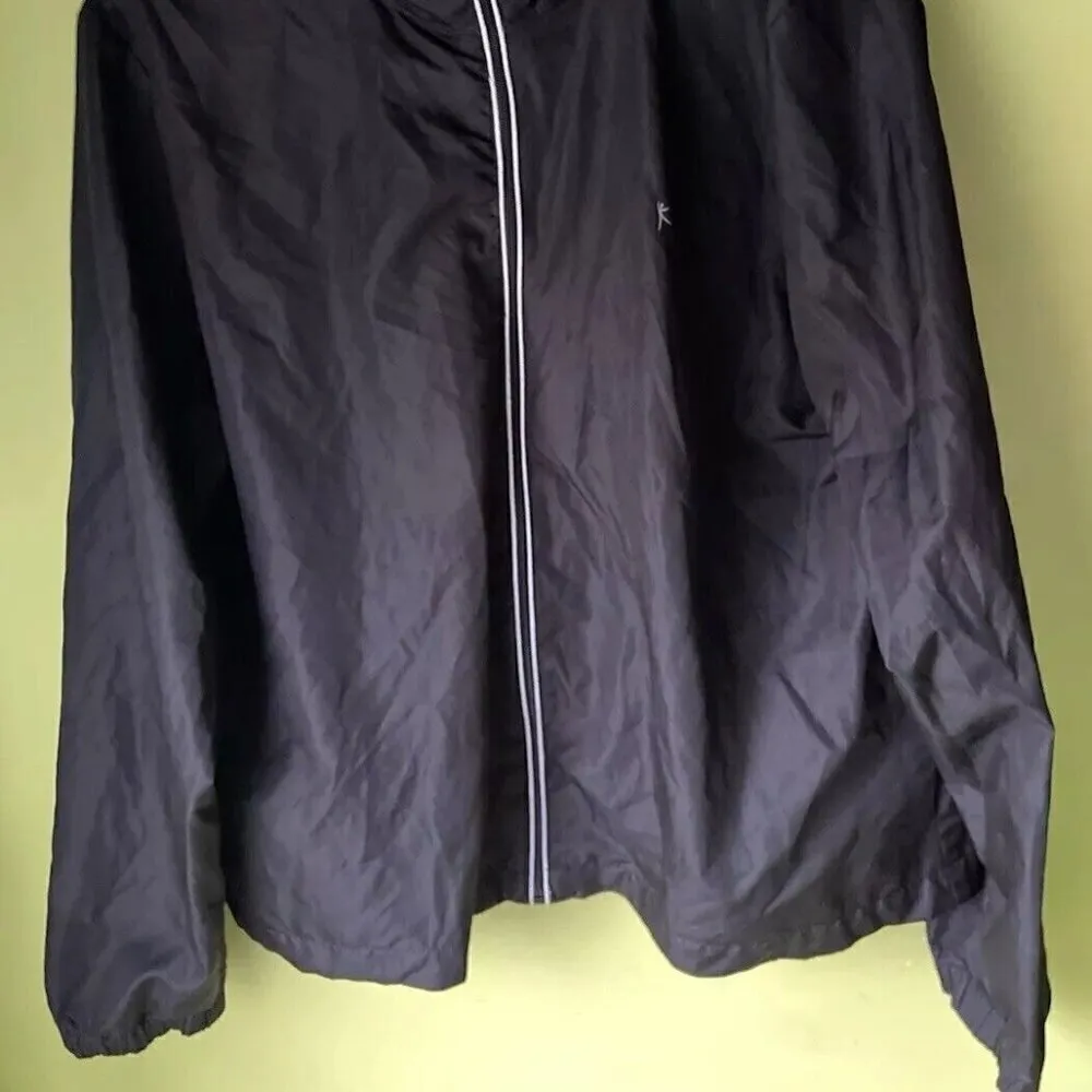 Danskin Now Womens Windbreaker Jacket Black White Zip Up 2XL Hooded Zip Size XXL - Image 3