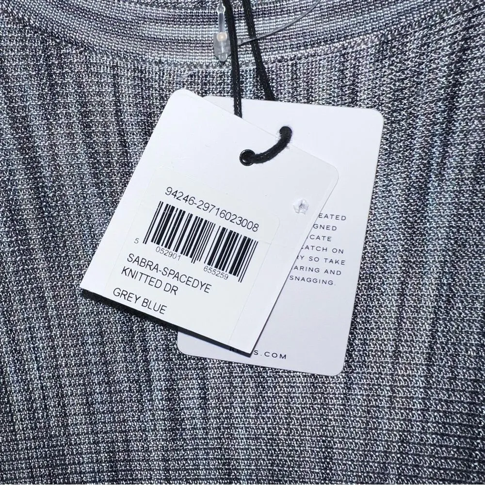 Reiss Sabra Grey Knitted Blouson Dress NWT Size 4 Boat Neck Batwing Sleeve - Image 5