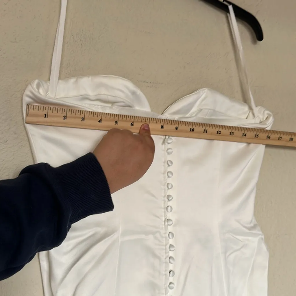 HOUSE OF CB‎ 'Giselle' Ivory Satin Strapless Bridal Gown NWOT size L - Image 8