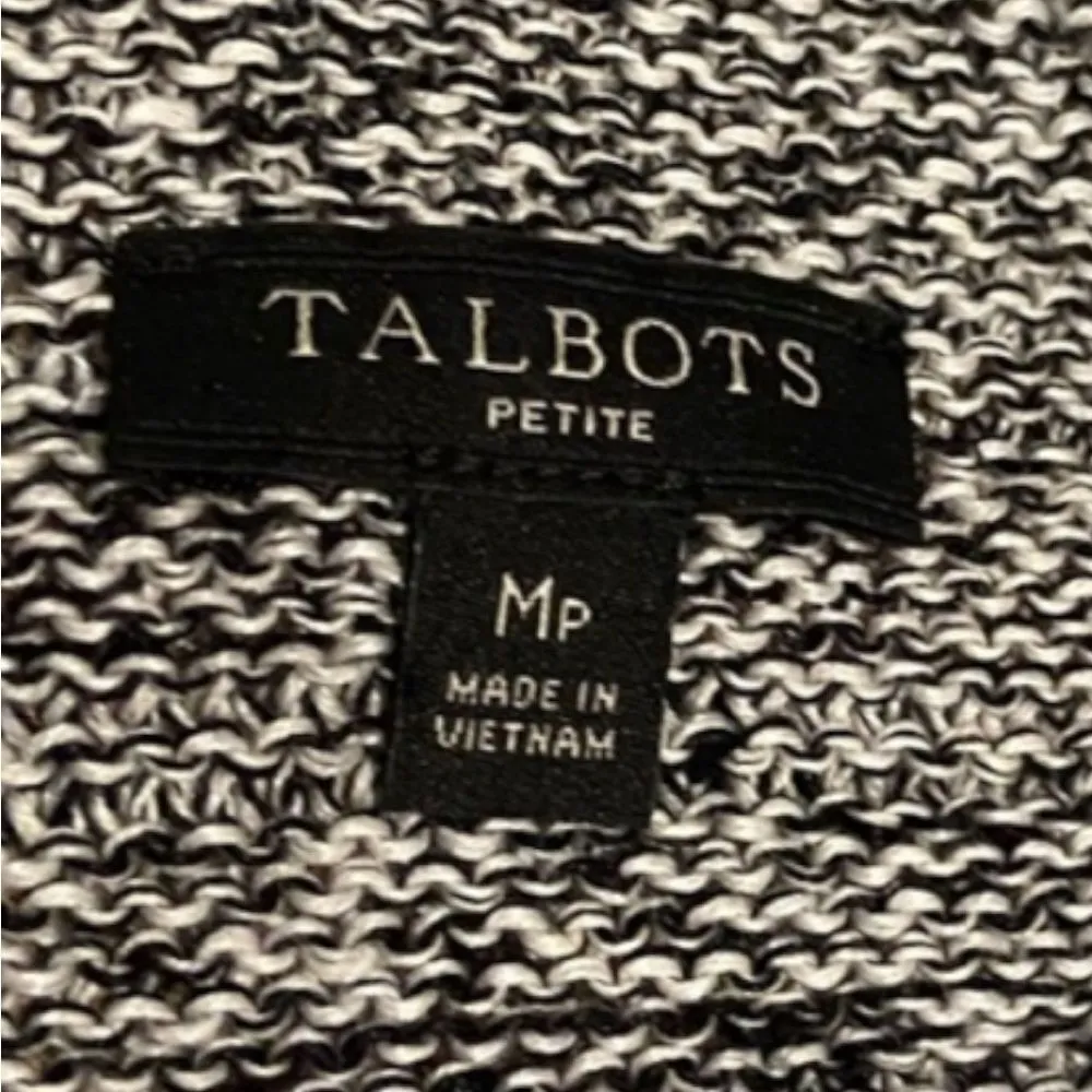Talbots 100% Linen Sweater- Marled knit BLACK/WHITE – Women’s Medium Petite - Image 8