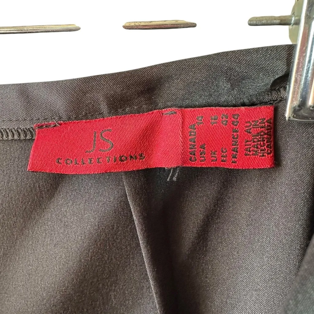 JS Collections Black Satin Long Skirt Size 14 Formal Maxi Evening - Image 4