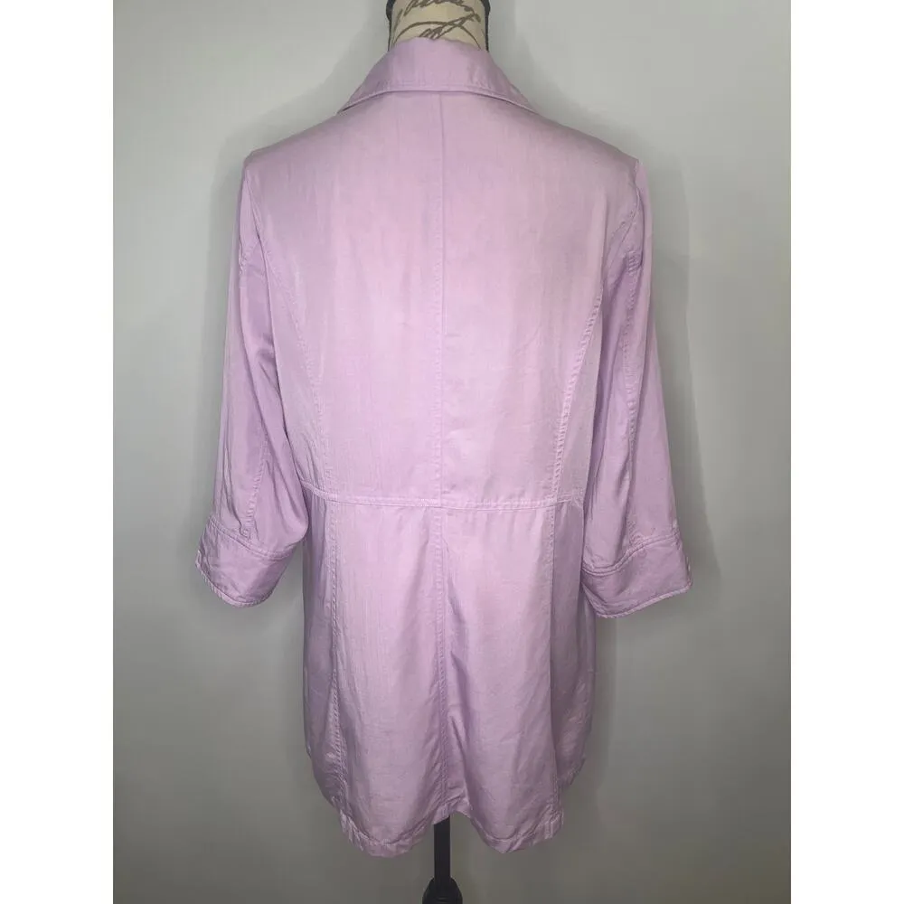 Soft Surroundings Marcie button front tunic jacket topper lavender M - Image 3