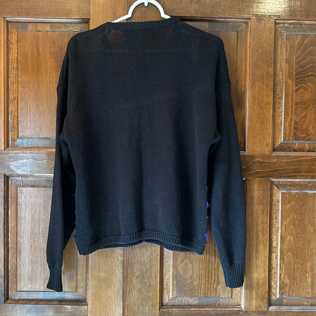 Kitty Hawk By Vivian Wang Size Small Black Floral Cardigan Vintage Embroidered - Image 2