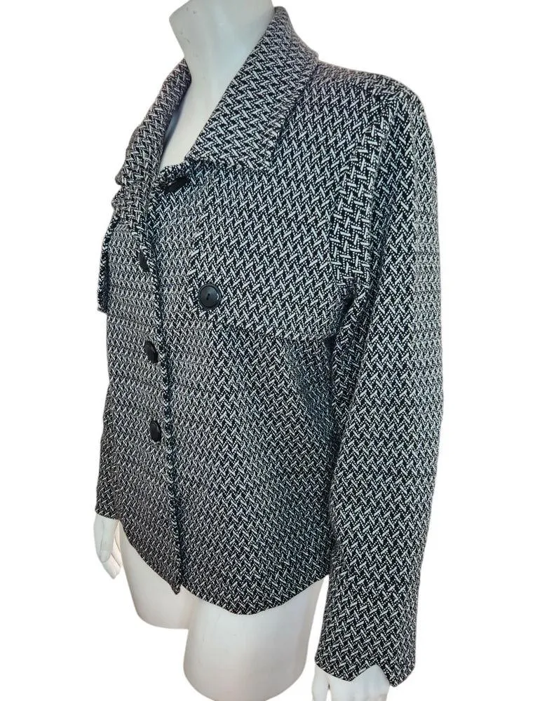Charter Club Herringbone Jacket Sz L Women’s Gray Black & White Academia Peacoat - Image 3